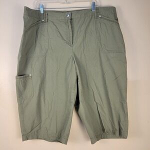 Jones New York Sport Woman Olive Green Cargo Capri Pants Plus Size 20W Utility